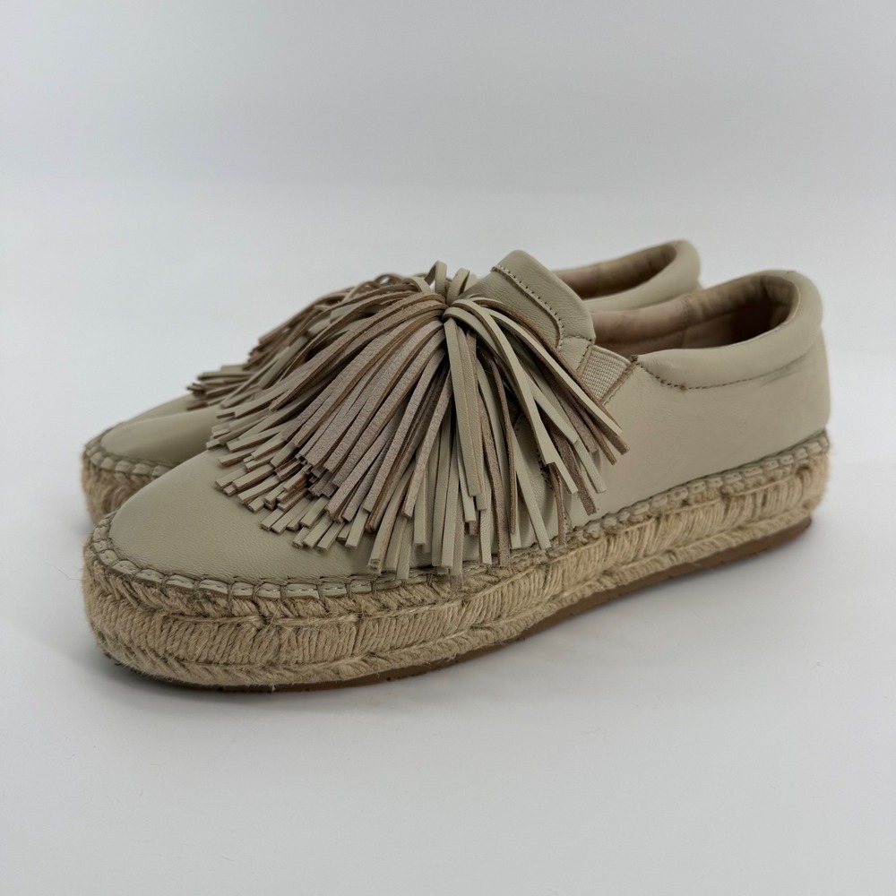 J/Slides Raoul Womens Sand‎ Leather Tassel Espadrille Platform Sneakers Size 9